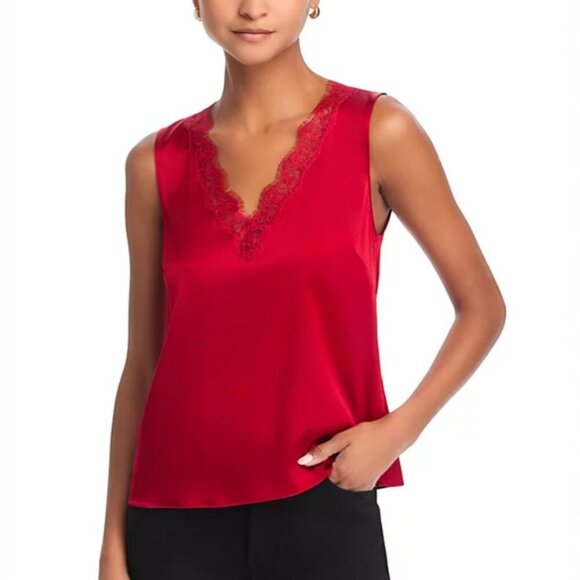Generation Love Marie Red Lace Trim Satin Tank Top Size XS - Picture 1 of 5
